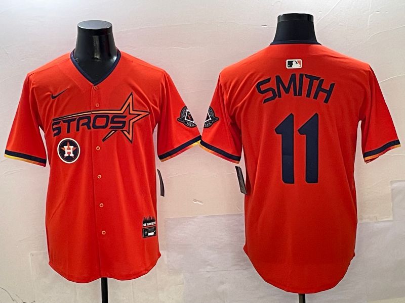 Men Houston Astros #11 Smith Orange three generations Joint Name Nike 2025 MLB Jersey style 11->houston astros->MLB Jersey